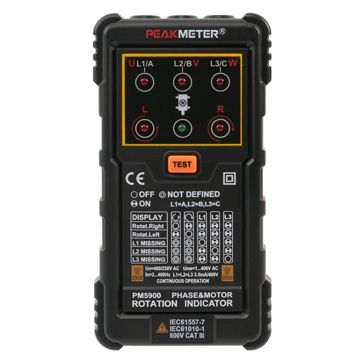 PEAKMETER 三相交流馬達旋轉相序測試儀, PM5900