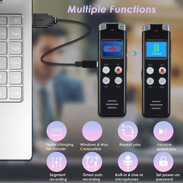 便攜高清降噪語音啟動數字錄音筆 適用於會議，64GB、128GB