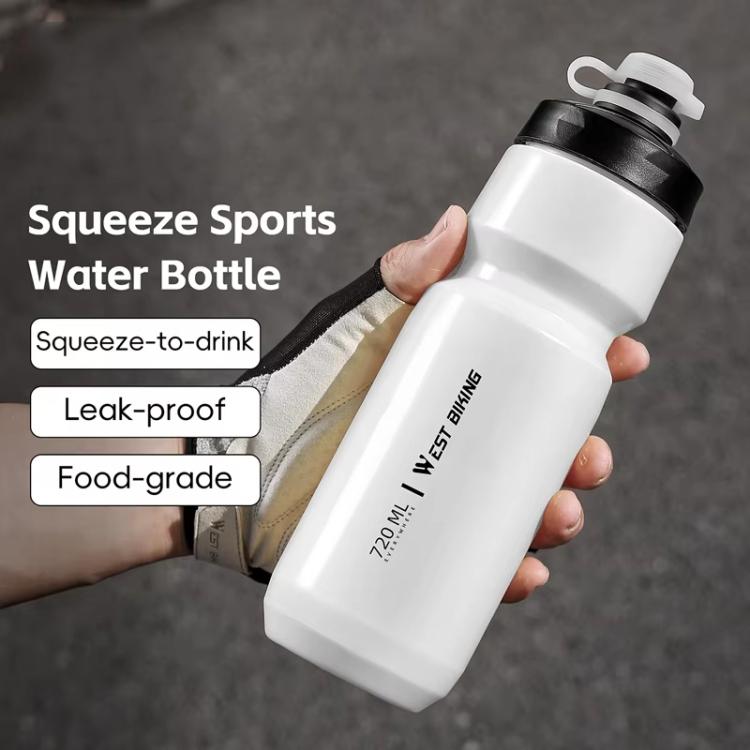 WEST BIKING 720ml 自行車水壺，防漏擠壓設計，便攜運動補水瓶，720ml 黃色，720ml 白色，720ml 寬口白色，720ml 寬口黃色