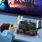 適用於 Nintendo Switch 2 JYS NS2322 帶 RGB 燈光充電底座冷卻充電收納一體底座
