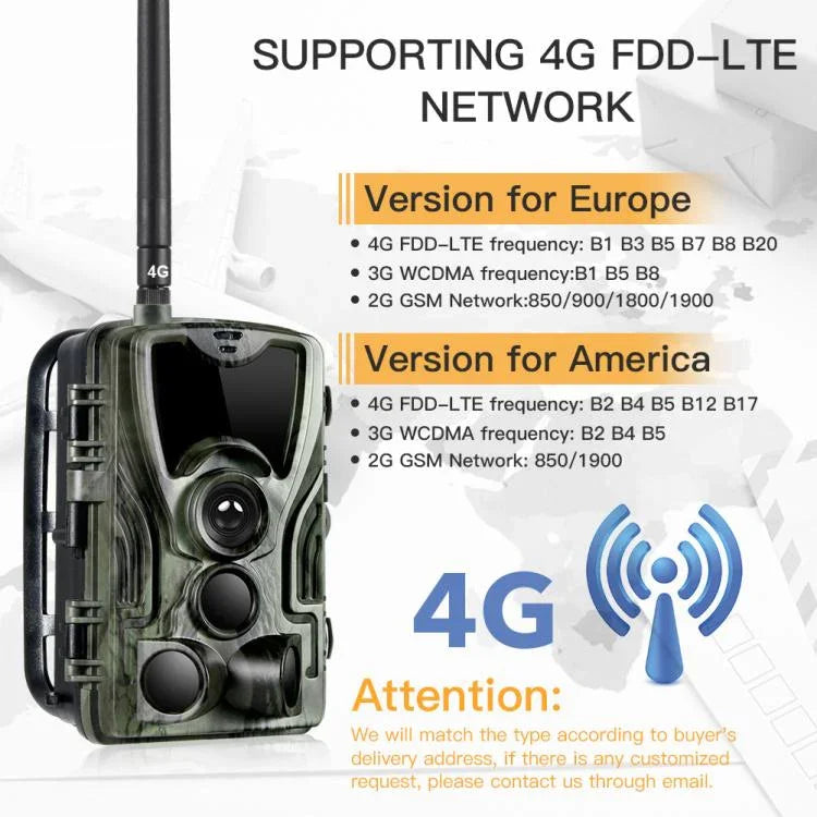 20MP 4G 訊息戶外防雨防霧紅外線追蹤狩獵相機，HC-801LTE