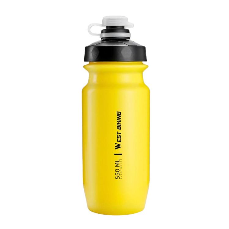 WEST BIKING 550ml 自行車水壺 防漏擠壓設計便攜運動補水瓶，550ml 白色寬口，550ml 黃色寬口，550ml 黃色，550ml 白色