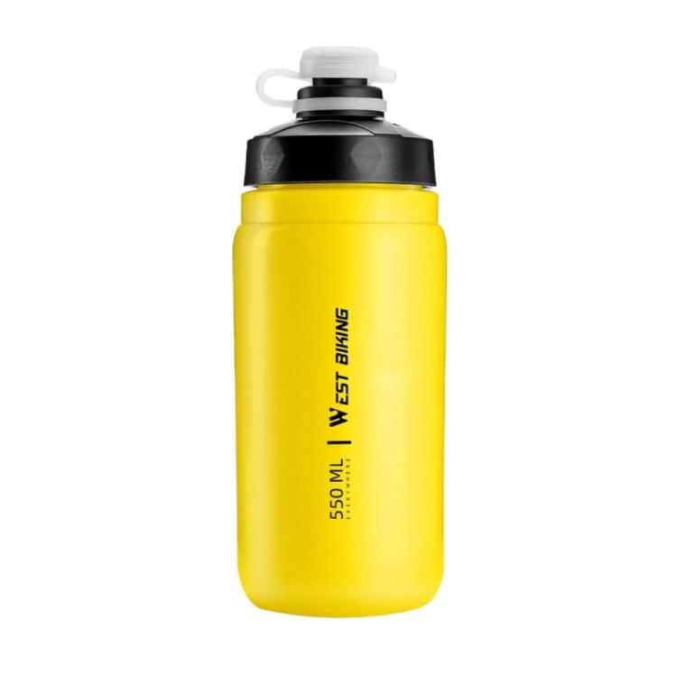 WEST BIKING 550ml 自行車水壺 防漏擠壓設計便攜運動補水瓶，550ml 白色寬口，550ml 黃色寬口，550ml 黃色，550ml 白色