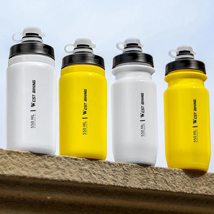 WEST BIKING 550ml 自行車水壺 防漏擠壓設計便攜運動補水瓶，550ml 白色寬口，550ml 黃色寬口，550ml 黃色，550ml 白色
