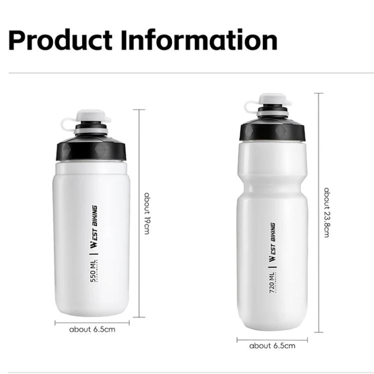 WEST BIKING 550ml 自行車水壺 防漏擠壓設計便攜運動補水瓶，550ml 白色寬口，550ml 黃色寬口，550ml 黃色，550ml 白色