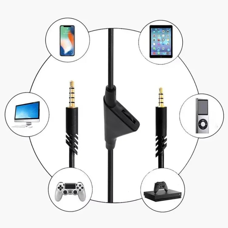 For Logitech Astro A10 / A40 / A30 2m Gaming Headset Cable Braided Audio Cable, Black Button, Black White Button, Gray Black Button, Black Tuning, Blue Tuning, Gray Tuning, Red Black Square, Black Square