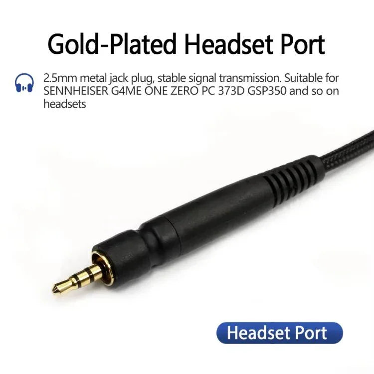 2米調音版耳機線，適用於Sennheiser GAME ONE / GAME ZERO / PC 373D / GSP350 / GSP500 / GSP600，單插頭，雙插頭