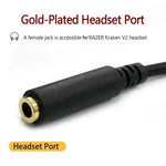 適用於Razer Kraken V2 3.5mm公對母二合一延長線音頻轉接器，ZS0190