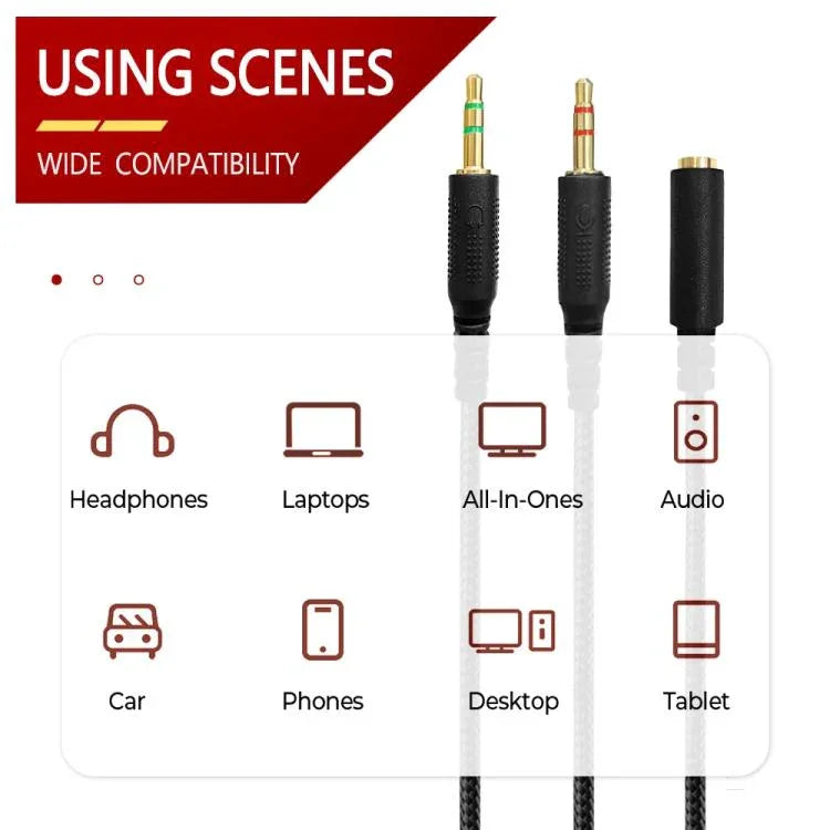 適用於Razer Kraken V2 3.5mm公對母二合一延長線音頻轉接器，ZS0190