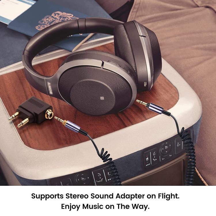 耳機彈簧音頻線，適用於Sony WH-1000XM3 / WH-1000XM2 / WH-1000XM4 / WH-H900N / WH-H800，1.5米彈簧線