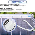 1.5 吋泳池水管雙向接頭，適用於 Intex、Coleman、Hayward