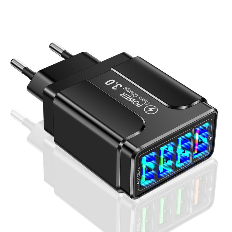5.1A QC3.0 快速充電 4USB 埠手機充電器，歐規插頭，美規插頭，英規插頭