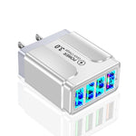 5.1A QC3.0 快速充電 4USB 埠手機充電器，歐規插頭，美規插頭，英規插頭