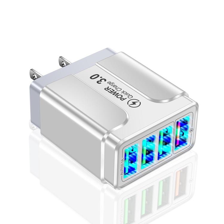 5.1A QC3.0 快速充電 4USB 埠手機充電器，歐規插頭，美規插頭，英規插頭