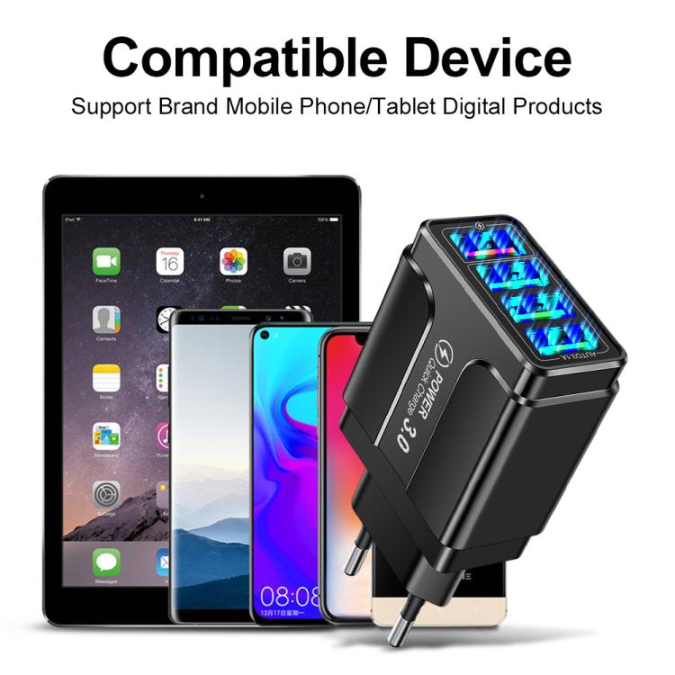 5.1A QC3.0 快速充電 4USB 埠手機充電器，歐規插頭，美規插頭，英規插頭