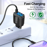 5.1A QC3.0 快速充電 4USB 埠手機充電器，歐規插頭，美規插頭，英規插頭
