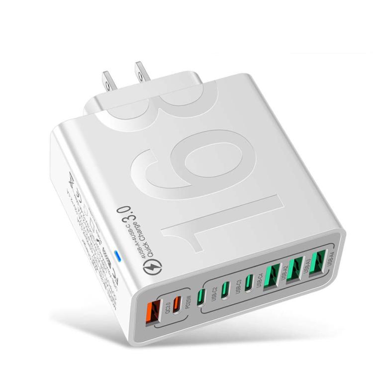 150W 4USB+4Type-C 8介面 QC3.0 快速充電手機充電器，歐規插頭（黑色）、歐規插頭（白色）、歐規插頭（黃色）、美規插頭（黑色）、美規插頭（白色）、美規插頭（黃色）、英規插頭（黑色）、英規插頭（白色）、英規插頭（黃色）
