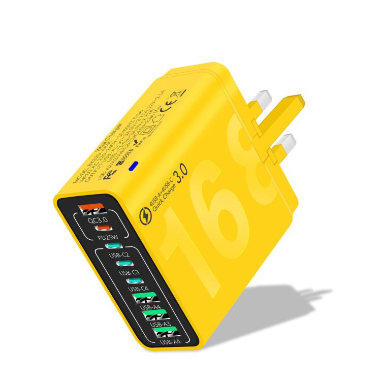 150W 4USB+4Type-C 8介面 QC3.0 快速充電手機充電器，歐規插頭（黑色）、歐規插頭（白色）、歐規插頭（黃色）、美規插頭（黑色）、美規插頭（白色）、美規插頭（黃色）、英規插頭（黑色）、英規插頭（白色）、英規插頭（黃色）