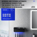 智能紫外線牙刷消毒烘乾機，具人體感應、時間顯示、USB-C 快速充電，免鑽孔壁掛架