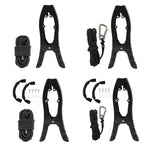 Canoe/Kayak Self-Locking Stainless Steel Anchor Clamp With Toothed Jaws, Black, Black + Metal Buckle, Black + Kayak Handrail, Black + Metal Buckle + Kayak Handrail