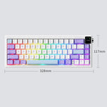 Ajazz AK650 三模無線機械鍵盤，帶螢幕旋鈕 RGB 燈光，飛魚軸 紫白藍，夢幻軸 紫白藍，夢幻軸 黑灰黃，夢幻軸側刻漸層黑莓色