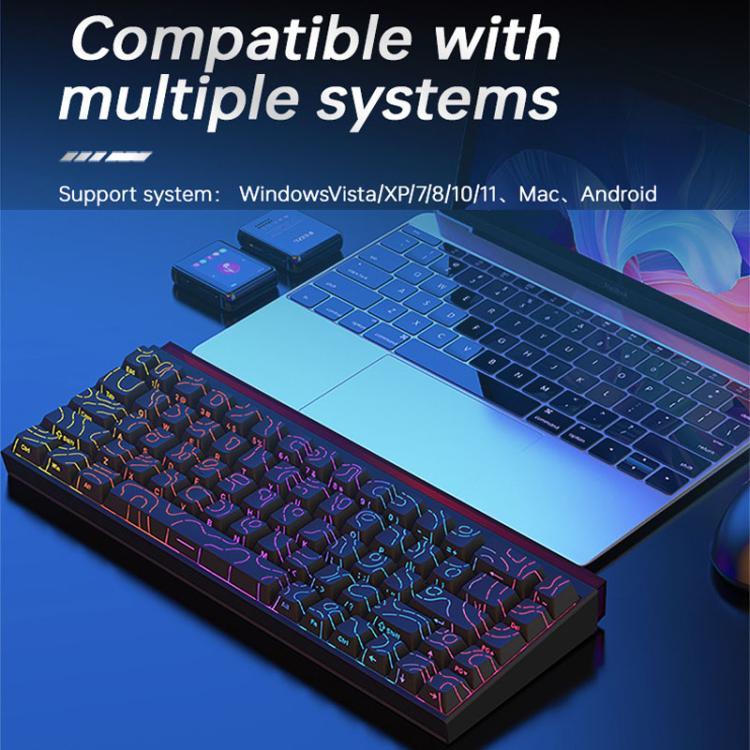 NACODEX NK68 磁軸機械炫彩有線鍵盤，辦公電腦遊戲 68 鍵鍵盤，普通白，輪廓線白，輪廓線黑