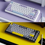 Ajazz AK820 MAX 熱插拔墊片 75 鍵機械鍵盤，帶 RGB 燈光，三模冰淇淋軸 黑灰黃，有線磁軸 黑灰黃，有線磁軸側刻漸層灰色