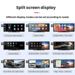 語音控制 CarPlay 分割螢幕雙鏡頭行車記錄器，前鏡頭+內部視角，附後視鏡頭
