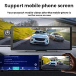 語音控制 CarPlay 分割螢幕雙鏡頭行車記錄器，前鏡頭+內部視角，附後視鏡頭