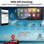 語音控制 CarPlay 分割螢幕雙鏡頭行車記錄器，前鏡頭+內部視角，附後視鏡頭