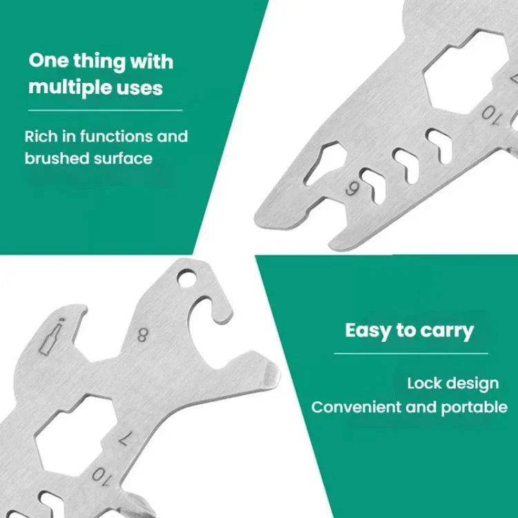 戶外扳手開瓶器螺絲工具不鏽鋼多功能工具卡，塔形，鯊魚形，長頸鹿形