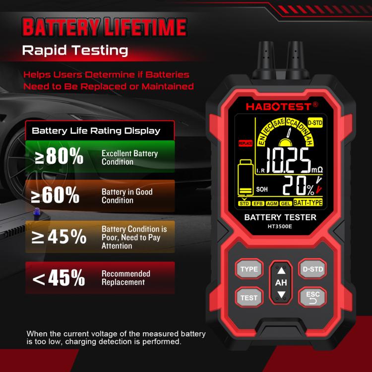 HABOTEST 12/24V 車用電池壽命測試器