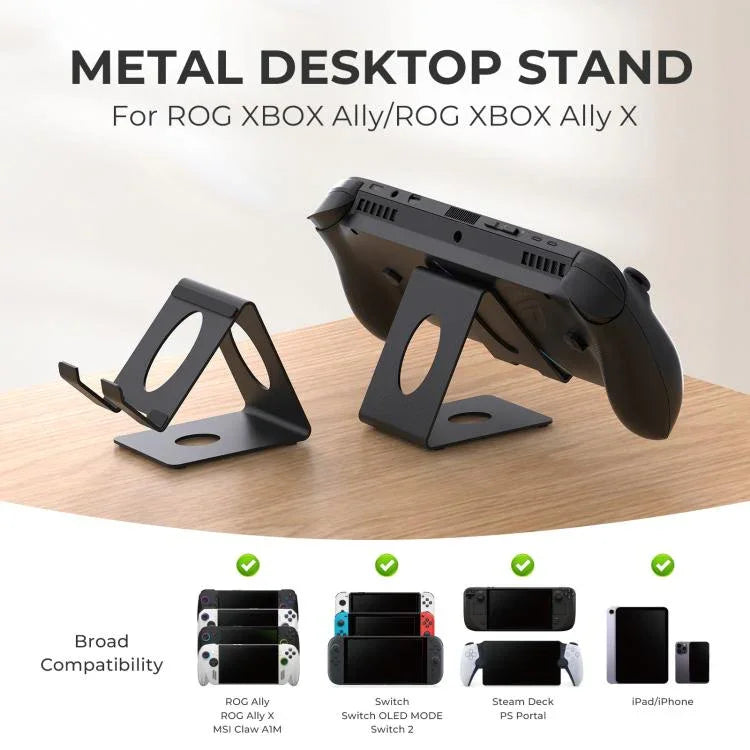 JYS 通用金屬桌面支架，適用於掌上主機，兼容 ROG Xbox Ally/X、Switch、Steam Deck 及 Lenovo Legion Go，白色桌面支架，黑色桌面支架