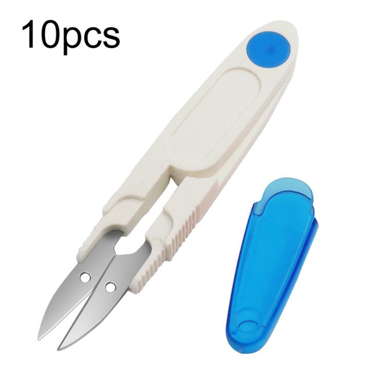 10pcs Household Cross Stitch Clothing Thread Transparent Cover Scissors, Purple, Yellow, Blue, Red
