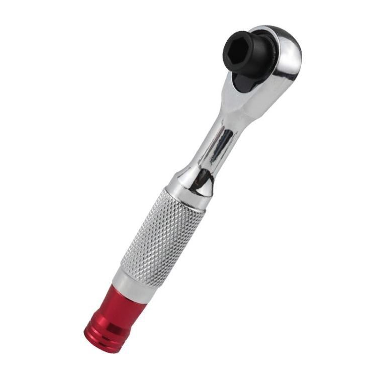 Reversible Magnetic Ratchet Screwdriver, Smooth Handle Bit, Knurled Blue Bit, Knurled Red Bit