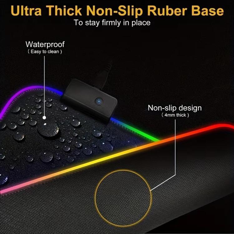 Micro-USB LED 發光滑鼠鍵盤墊 RGB 彩色燈光，鎖邊加厚滑鼠桌墊，250x350x3mm，250x350x4mm，300x800x3mm，300x800x4mm，400x900x3mm，400x900x4mm