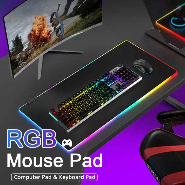 Micro-USB LED 發光滑鼠鍵盤墊 RGB 彩色燈光，鎖邊加厚滑鼠桌墊，250x350x3mm，250x350x4mm，300x800x3mm，300x800x4mm，400x900x3mm，400x900x4mm