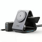 ANKER B2599 15W 三合一桌面磁吸無線充電座 適用 iPhone／iWatch／AirPods，美規插頭，B2599
