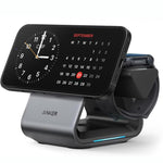 ANKER B2599 15W 三合一桌面磁吸無線充電座 適用 iPhone／iWatch／AirPods，美規插頭，B2599