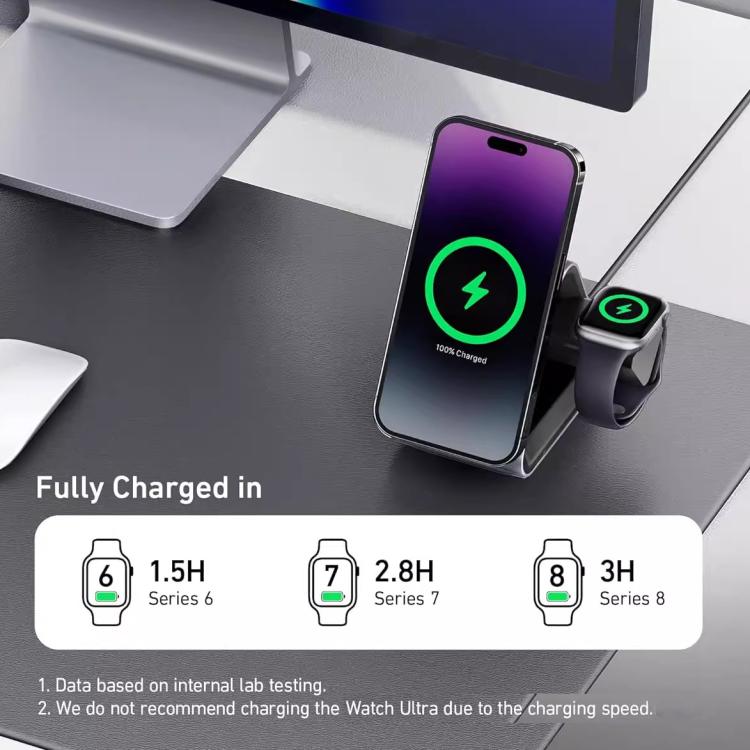 ANKER B2599 15W 三合一桌面磁吸無線充電座 適用 iPhone／iWatch／AirPods，美規插頭，B2599