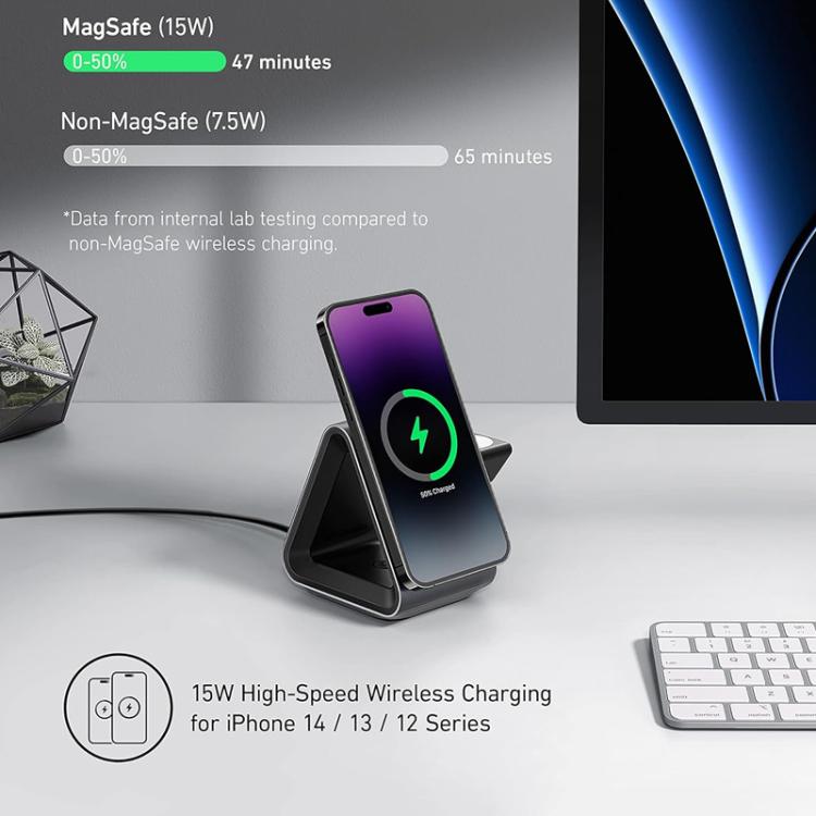 ANKER B2599 15W 三合一桌面磁吸無線充電座 適用 iPhone／iWatch／AirPods，美規插頭，B2599
