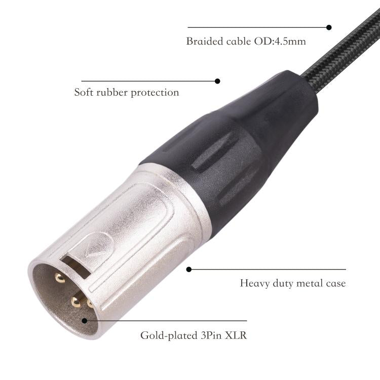 6.35mm 母頭轉 XLR 公頭轉 1/4 吋 TRS 音訊轉接線，6.35mm 母頭轉 XLR 公頭