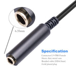 6.35mm 母頭轉 XLR 公頭轉 1/4 吋 TRS 音訊轉接線，6.35mm 母頭轉 XLR 公頭