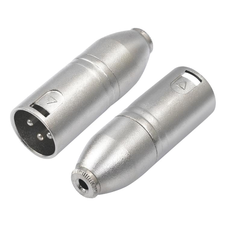 金屬外殼 3.5mm 母頭 1/8 TRS 轉 Carnott 公頭 XLR 公頭音訊轉接器