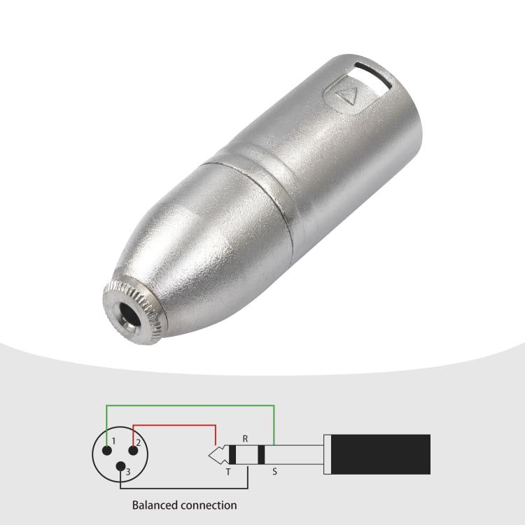金屬外殼 3.5mm 母頭 1/8 TRS 轉 Carnott 公頭 XLR 公頭音訊轉接器