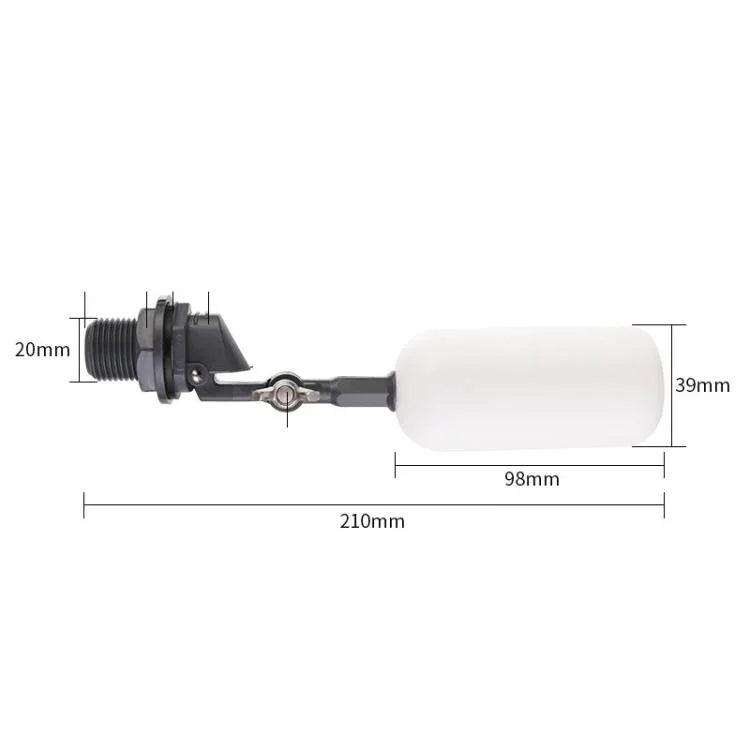 迷你塑膠浮球閥適用水族箱/加濕器/小型水箱，1/2 吋/20mm 黑色，1/2 吋/20mm 灰色，1/2 吋/20mm 含可調鎖，3/4 吋/25mm 黑色，3/4 吋/25mm 灰色