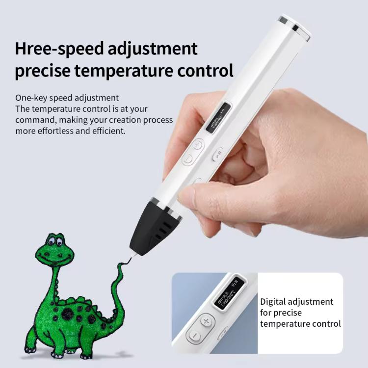 3D Printing Pen Kit With Detachable Body, HD OLED Screen & Precise Temperature Control – 3-Speed Adjustable, Without Plug, US Plug, EU Plug