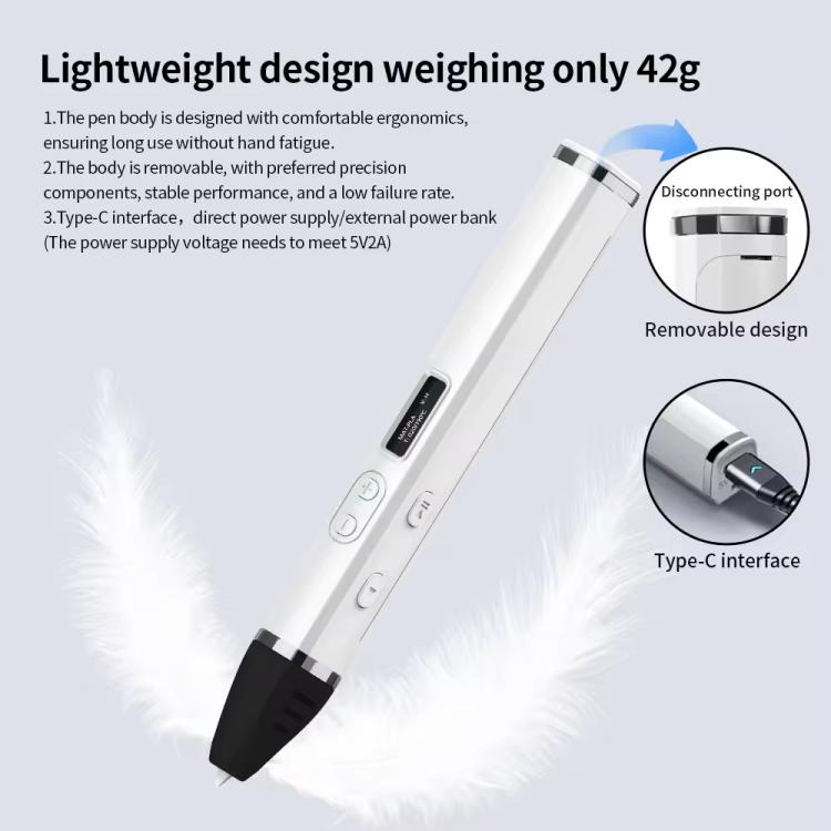 3D Printing Pen Kit With Detachable Body, HD OLED Screen & Precise Temperature Control – 3-Speed Adjustable, Without Plug, US Plug, EU Plug