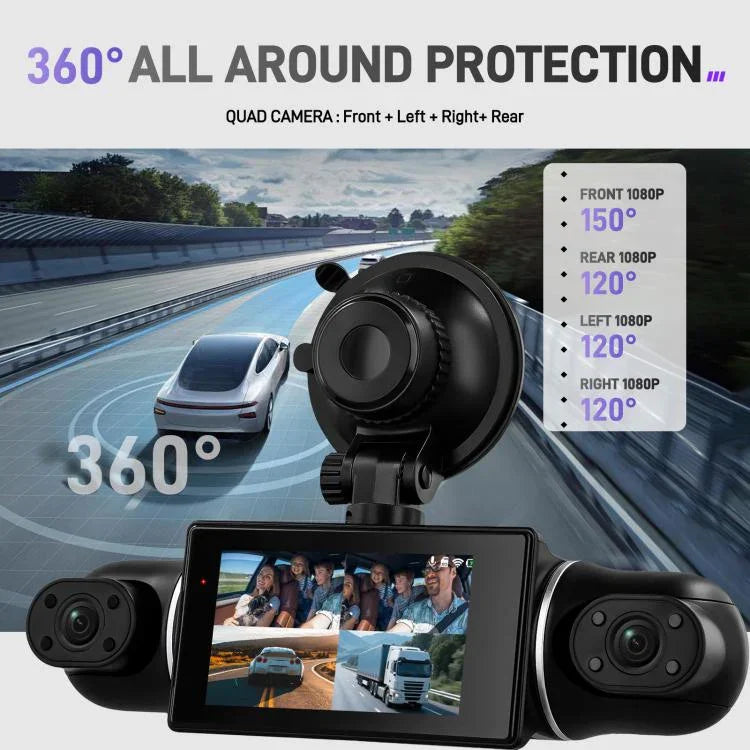 3 吋 2K 汽車 DVR 攝像頭 WiFi 四錄高清汽車記錄儀，帶 1080P 重力感應，L5942