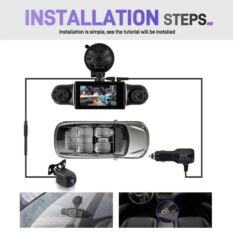 3 吋 2K 汽車 DVR 攝像頭 WiFi 四錄高清汽車記錄儀，帶 1080P 重力感應，L5942